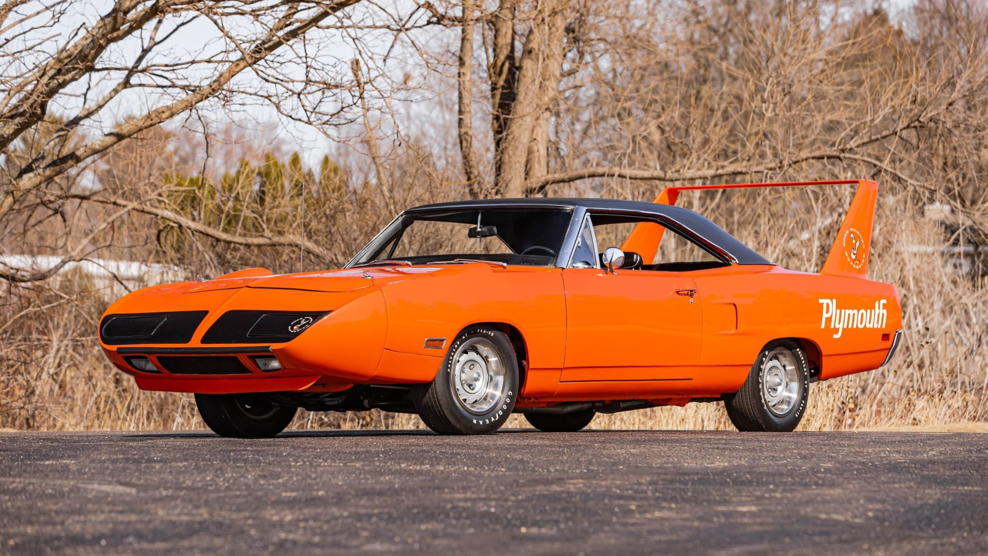 1970 Plymouth Superbird in orange.
