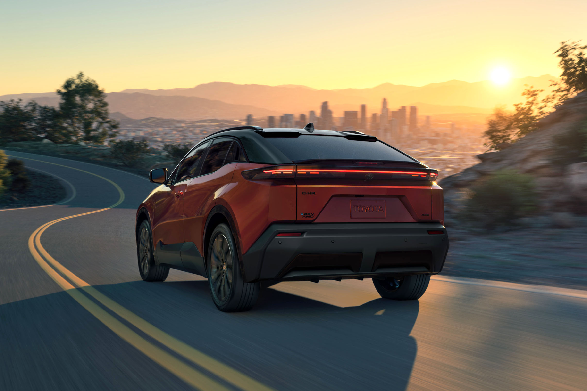 2026 Toyota C-HR rear three quarter view.