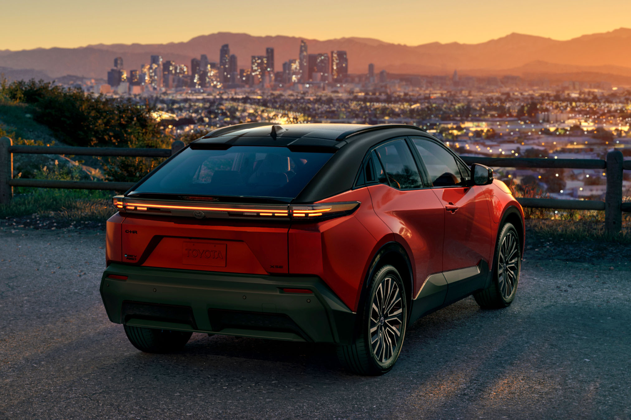 chr_my26_0005_v001-copy 2026 Toyota C-HR rear three quarter view.