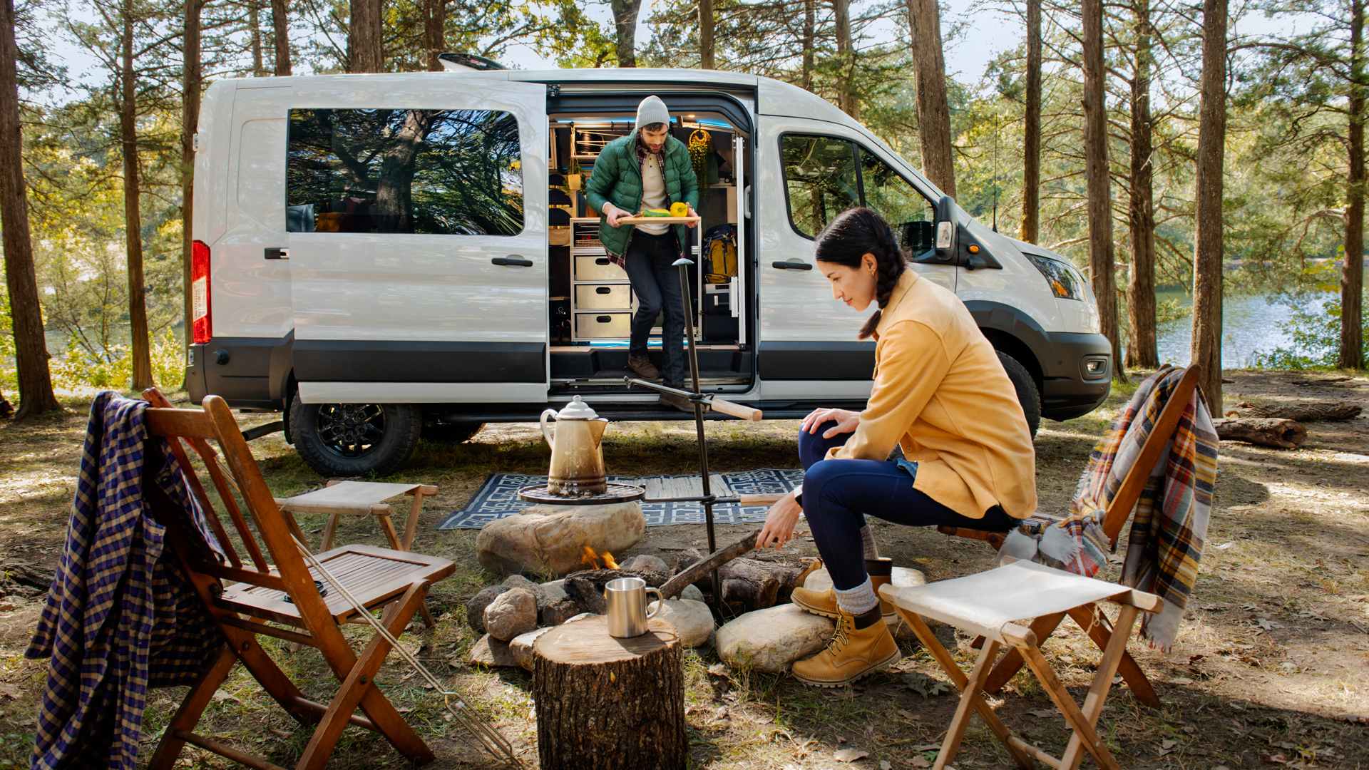 Ford Transit Trail being used at a camper.
