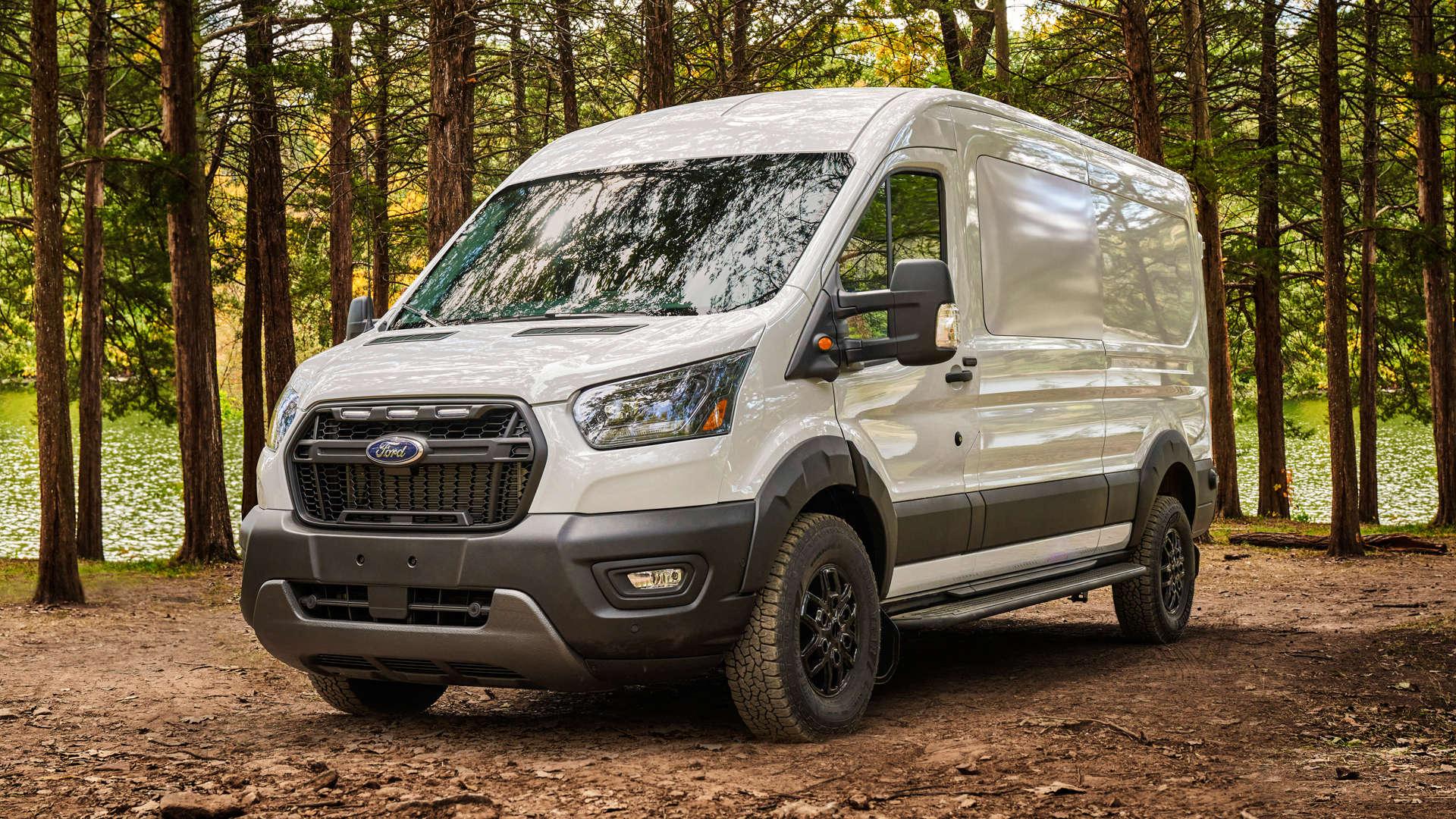 Ford Transit Trail van in the woods