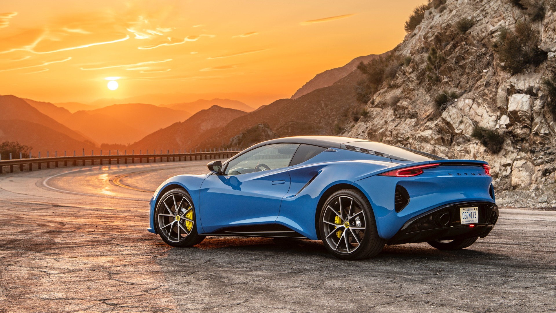 lotus-emira-v6-1_99506b-1 Lotus Emira V6 in Seneca Blue on Angeles Crest Highway