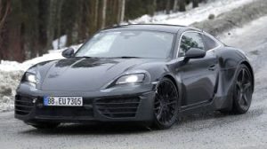 Porsche Cayman EV - front 3/4