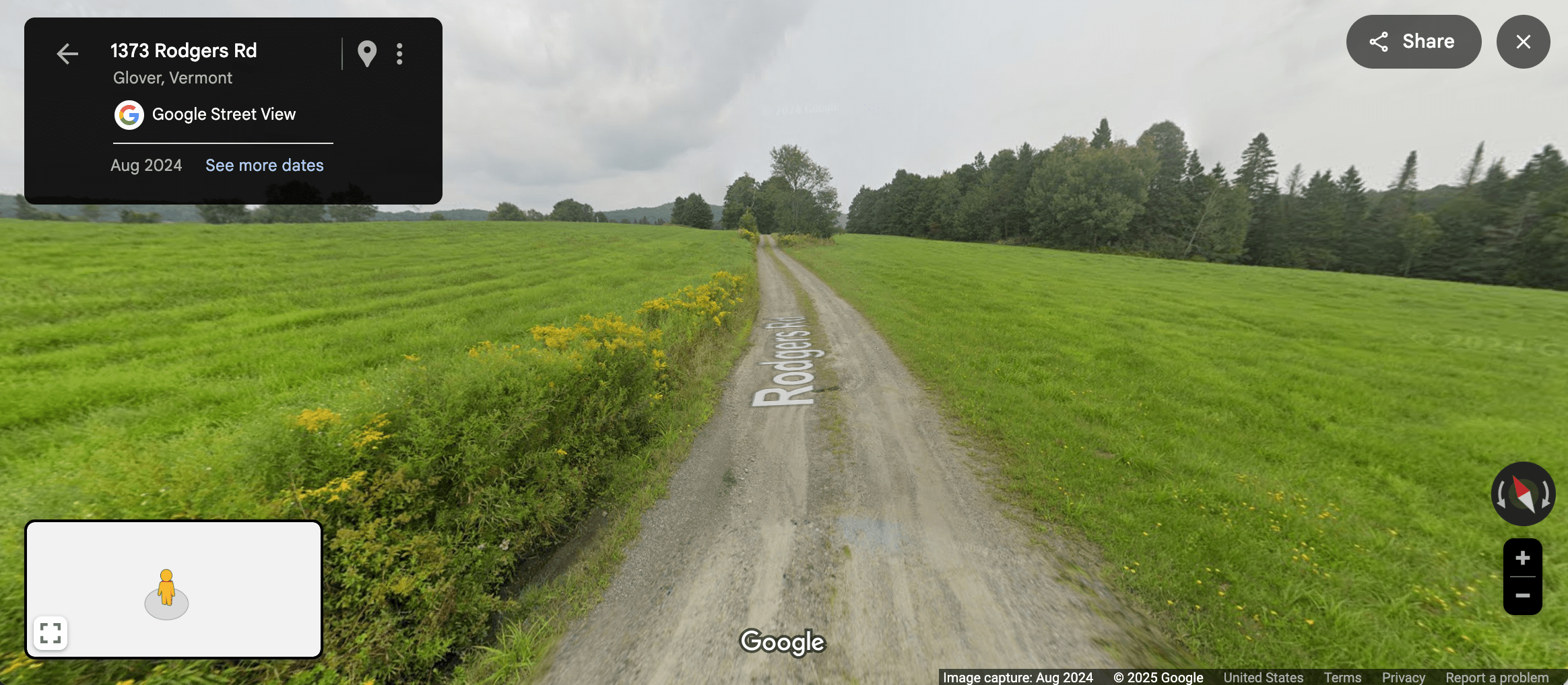 screenshot-2025-05-22-at-6-01-56_pm Street view of Rodgers Road in Glover, Vermont.