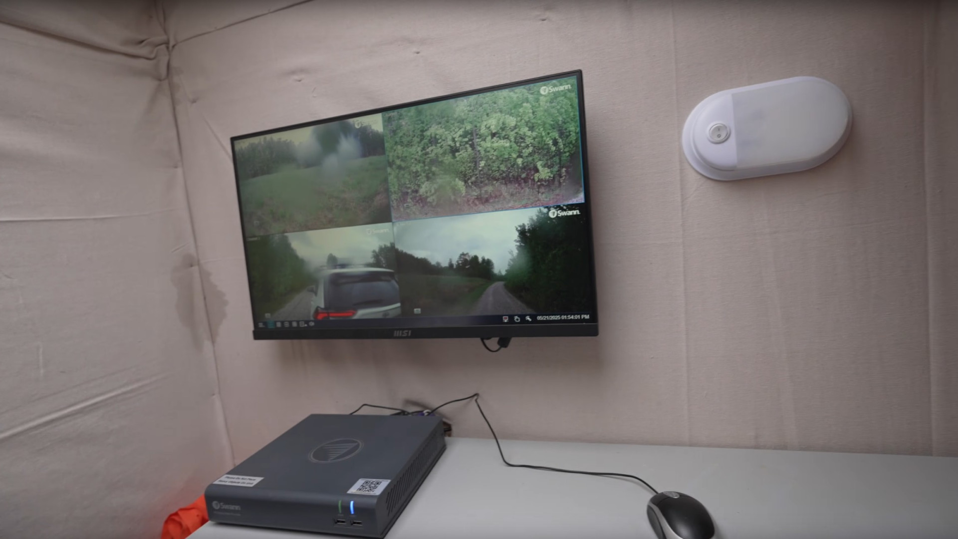 surve-sys TV inside a camper.