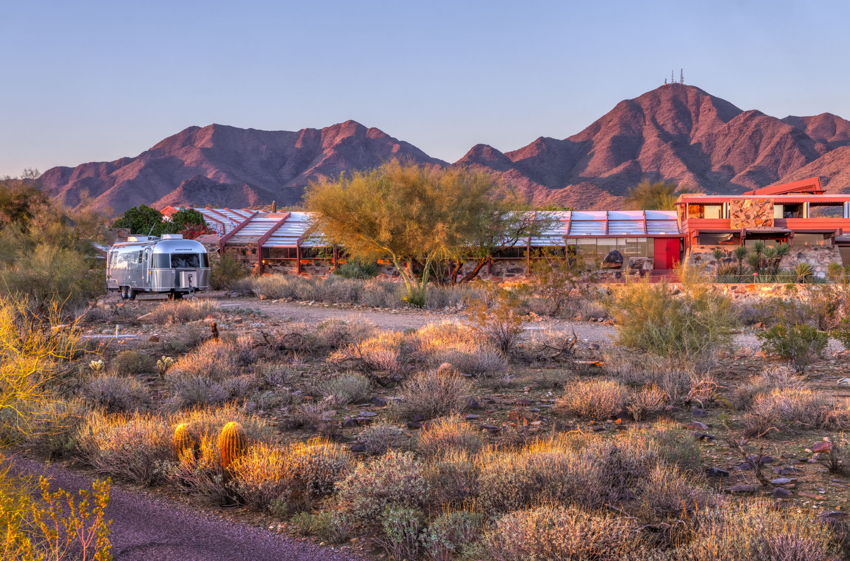 airstream-frank-lloyd-wright-usonian-limited-edition-blog-preview-exterior-with-taliesin-west The Airstream Frank Lloyd Wright Usonian Limited Edition at Taliesin West, Wright's longtime home and design studio, and the home of the Frank Lloyd Wright Foundation in Scottsdale, Arizona.