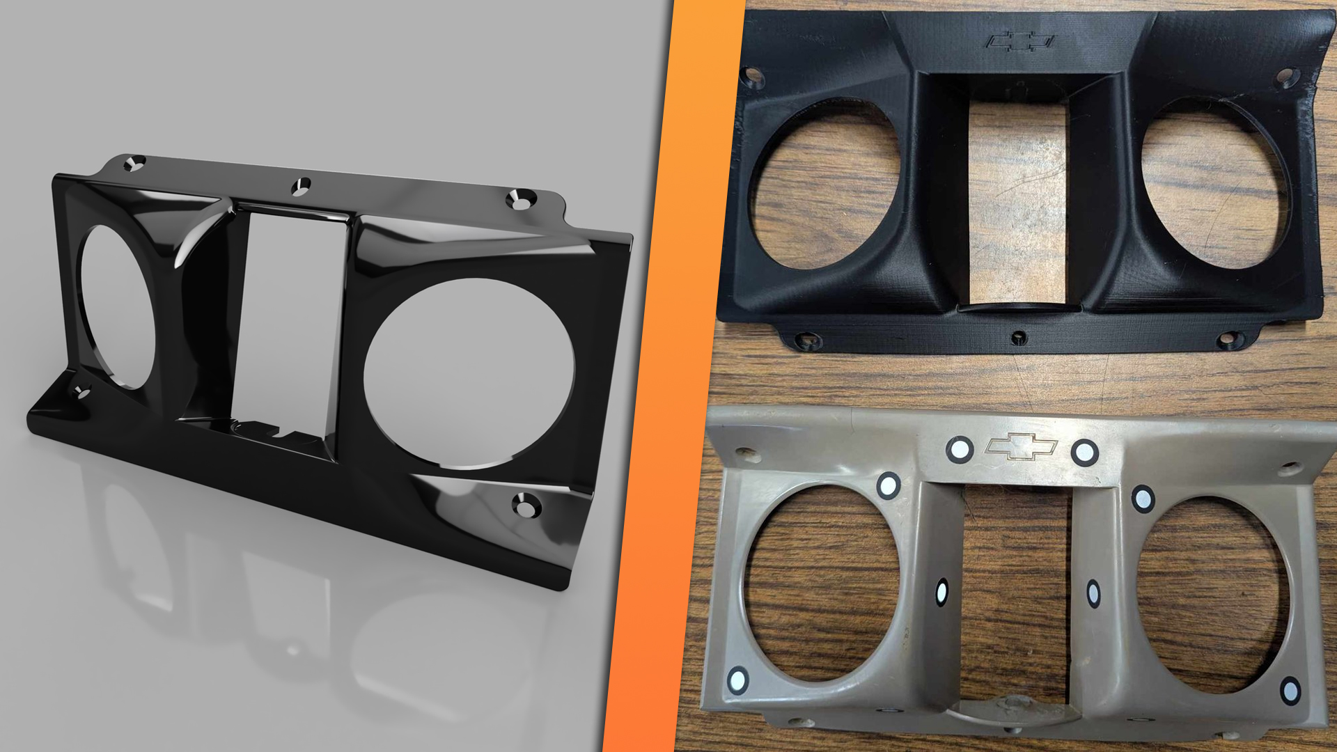 bwb-chevy-cluster-bezel 3D printing solutions for an old Chevy part.