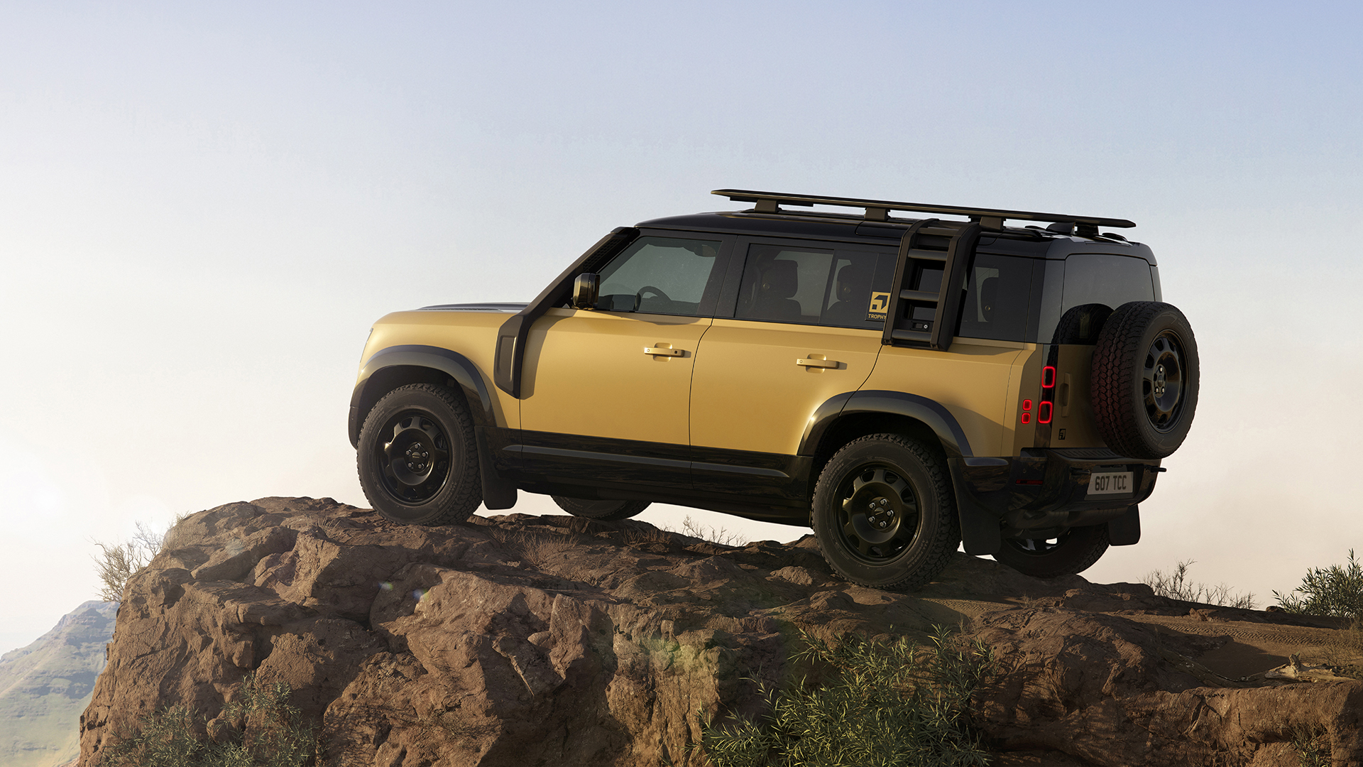 defender-trophy3 Land Rover Defender 110 Trophy Edition parked on a Simba rock.