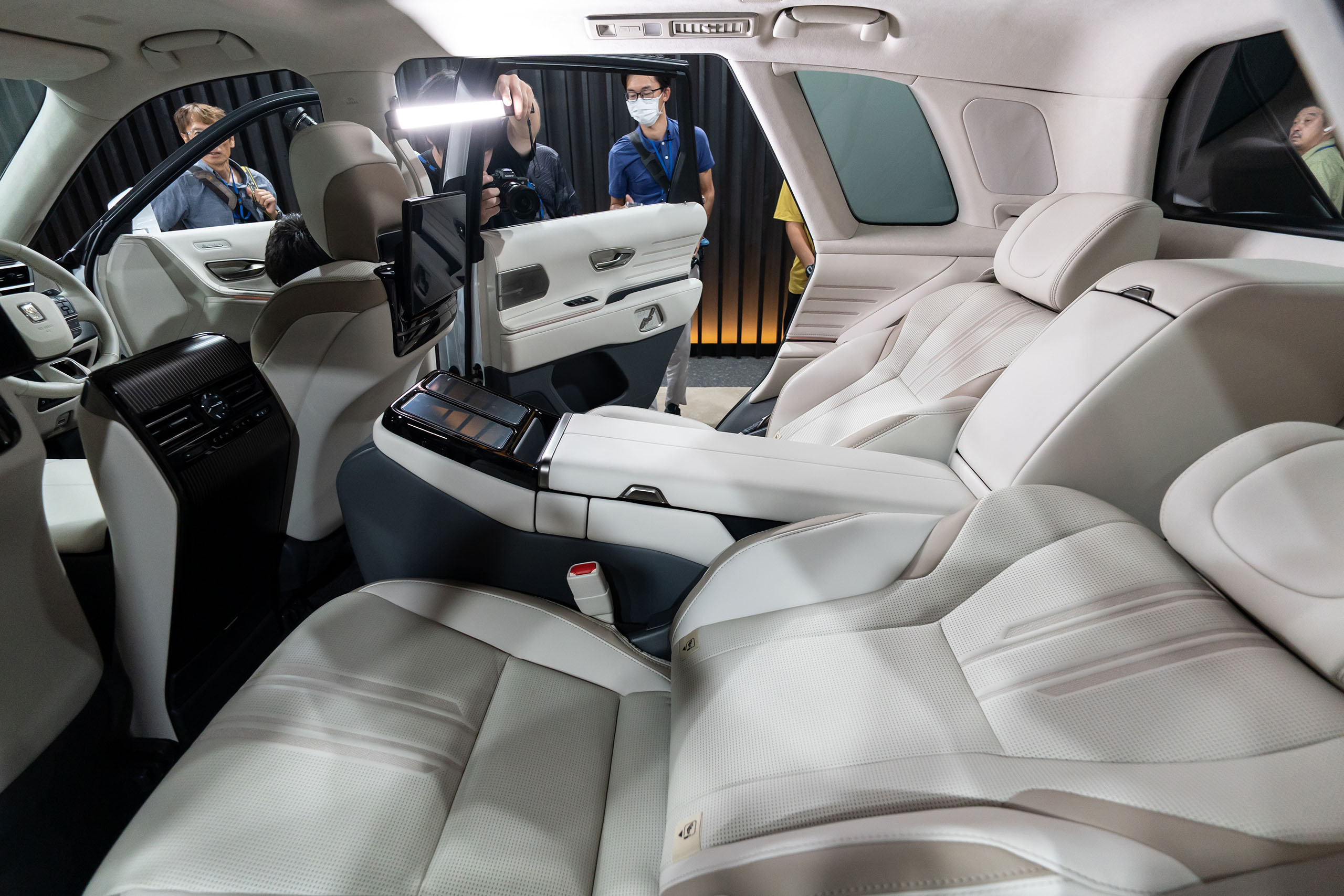 gettyimages-1663009789-copy TOKYO, JAPAN - SEPTEMBER 06: The interior of Toyota Motor Corp.'s new Century sport utility vehicle is seen during an unveiling event at Ariake Arena on September 06, 2023 in Tokyo, Japan. The company's flagship Century branded SUV model will be launched in 2023. (Photo by Tomohiro Ohsumi/Getty Images)