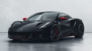 Lotus Emira Turbo SE Racing Line in Cosmos black - front static