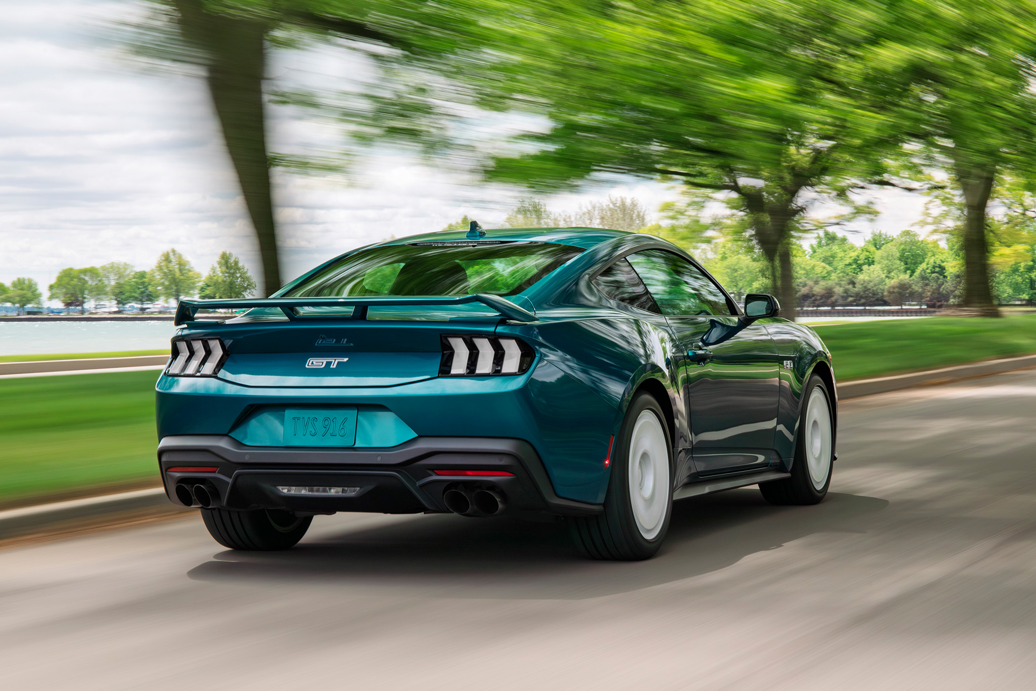 new-fox-inline-11 2026 Ford Mustang GT with the FX Package drives on the road.